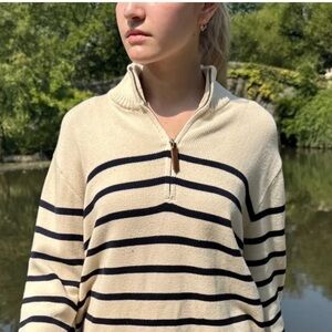 Brandy Melville Aleah Cotton Striped 1/4 Zip